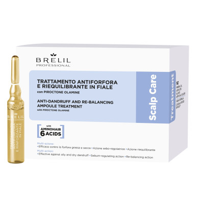 Сыворотка для лечения перхоти Brelil Anti-Dandruff and Re-balancing Ampoule Treatment Scalp Care 88546
